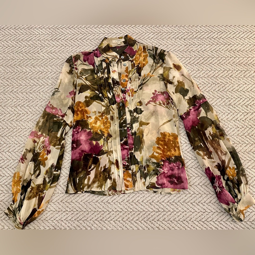 Sheer Burberry button down blouse